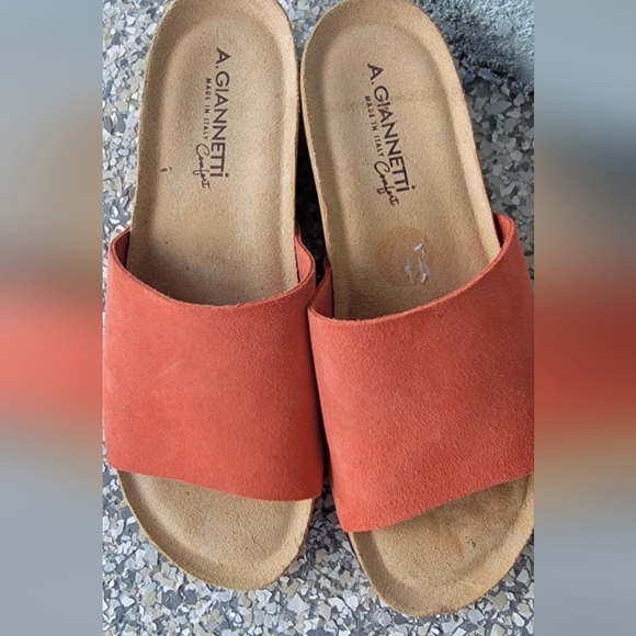 Women's Orange Slide Sandals Made In Italy - Picture 1 of 8
